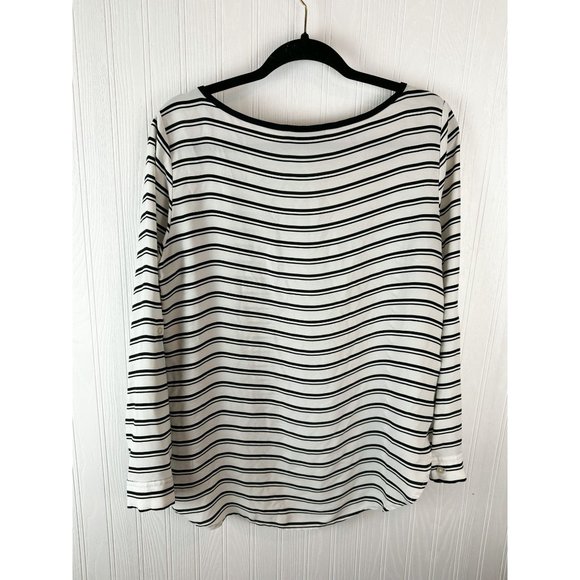 Loft Stripe Blouse Black and White Size LP - Picture 5 of 5